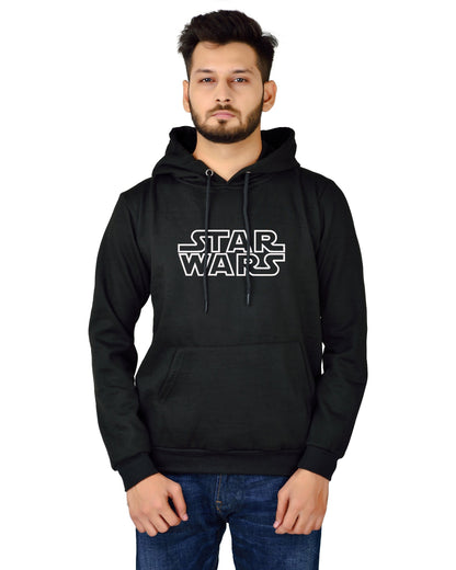 Men's Regular Fit Star War Printed Cotton Hoodie