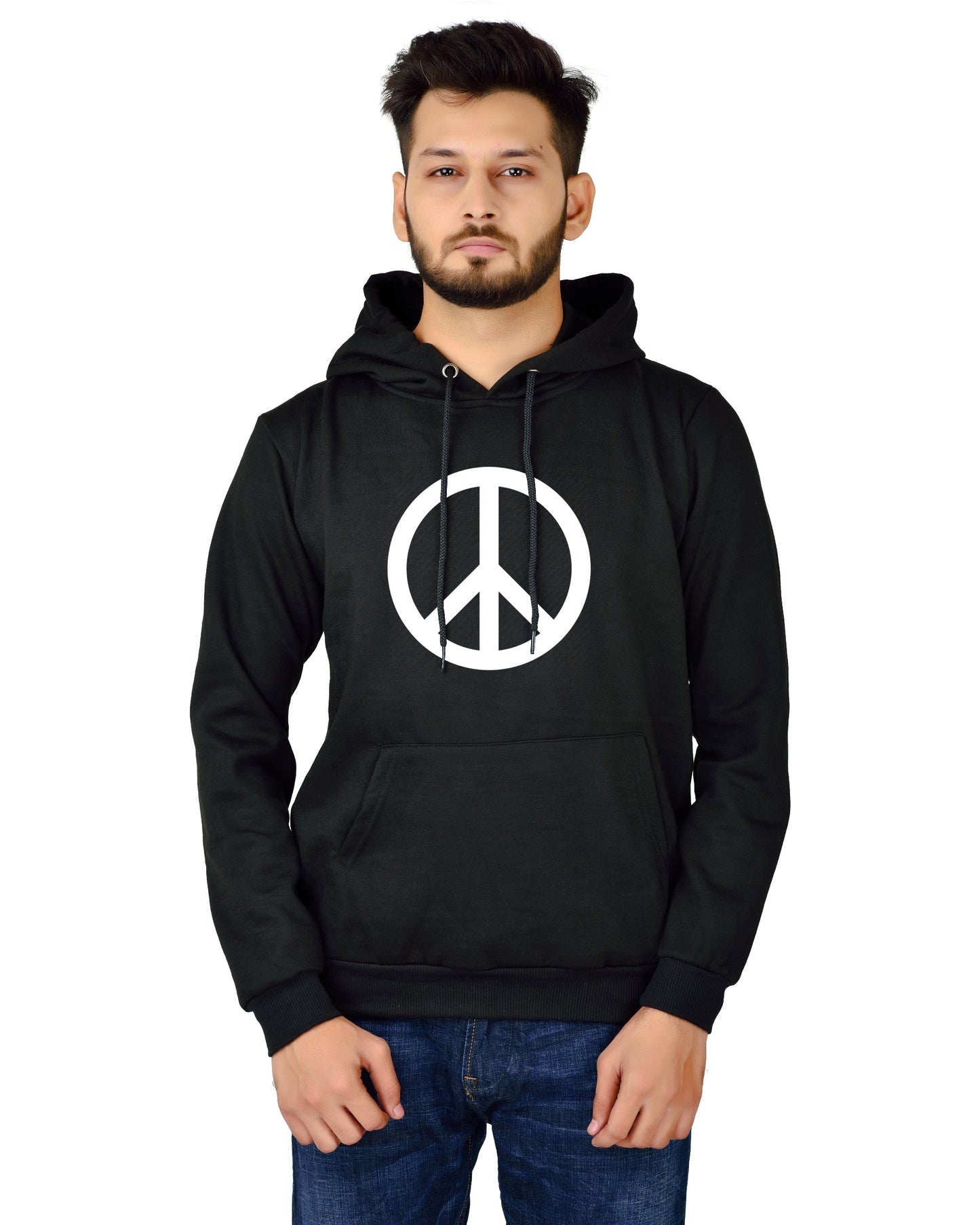 Men's Regular Fit Peace Printed Cotton Hoodie