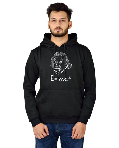 Men's Regular Fit E=MC2 Printed Cotton Hoodie