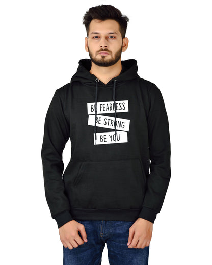 Men's Regular Fit Be Strong Be You Printed Cotton Hoodie