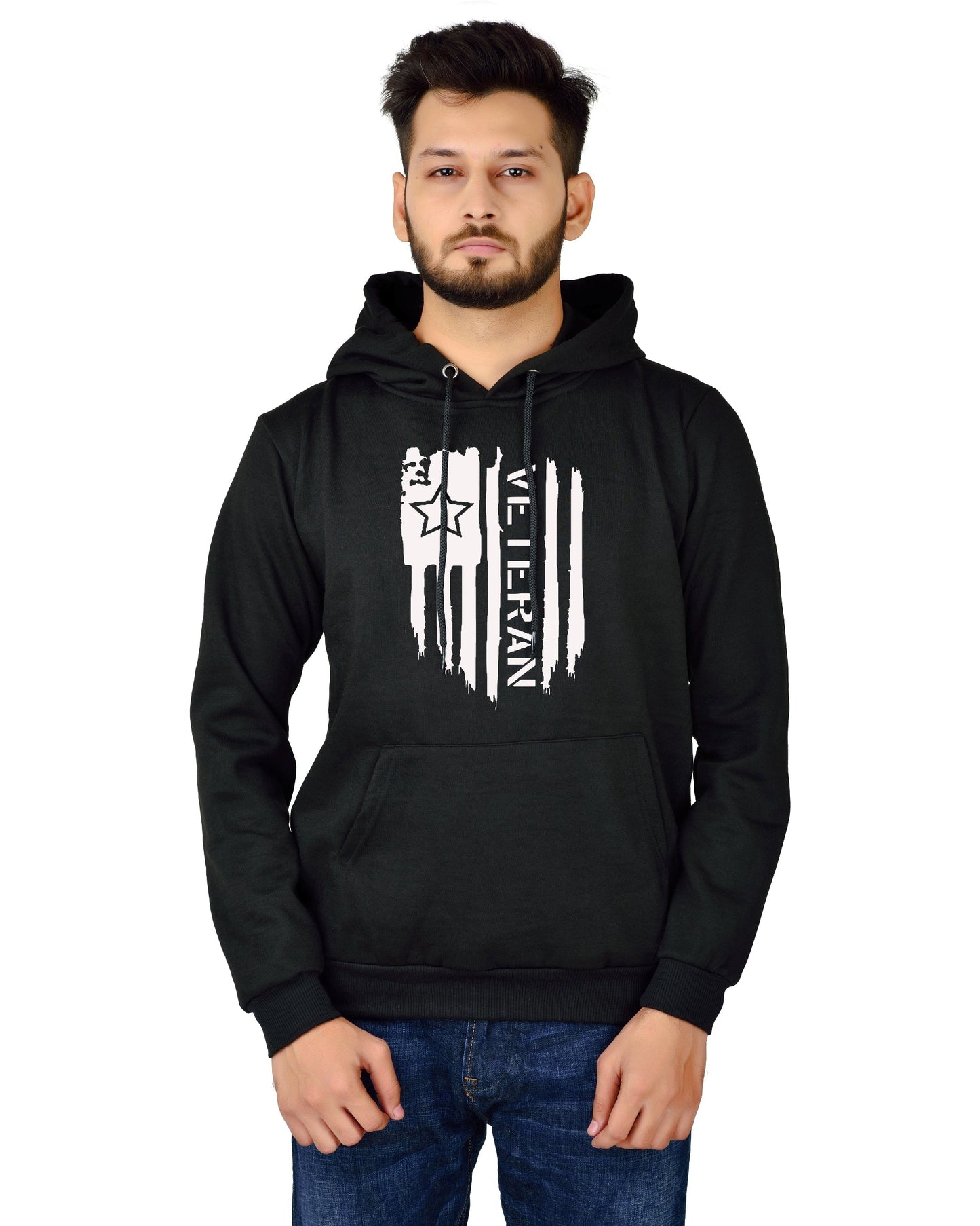 Men's Regular Fit VeteranPrinted Cotton Hoodie