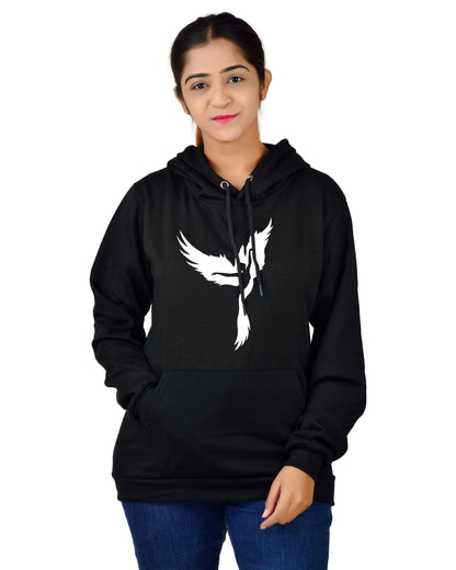 Women,s Regular Fit Dancing Girl Printed Cotton Hoodie
