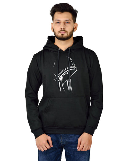 Men's Regular Fit Hidden Face Printed Cotton Hoodie