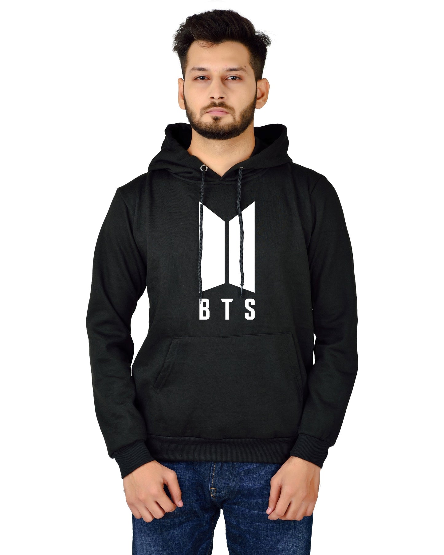 Men's Regular Fit BTS Printed Cotton Hoodie