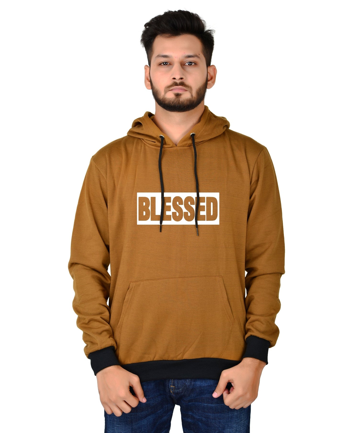 Men's Regular Fit Blessed Printed Cotton Hoodie