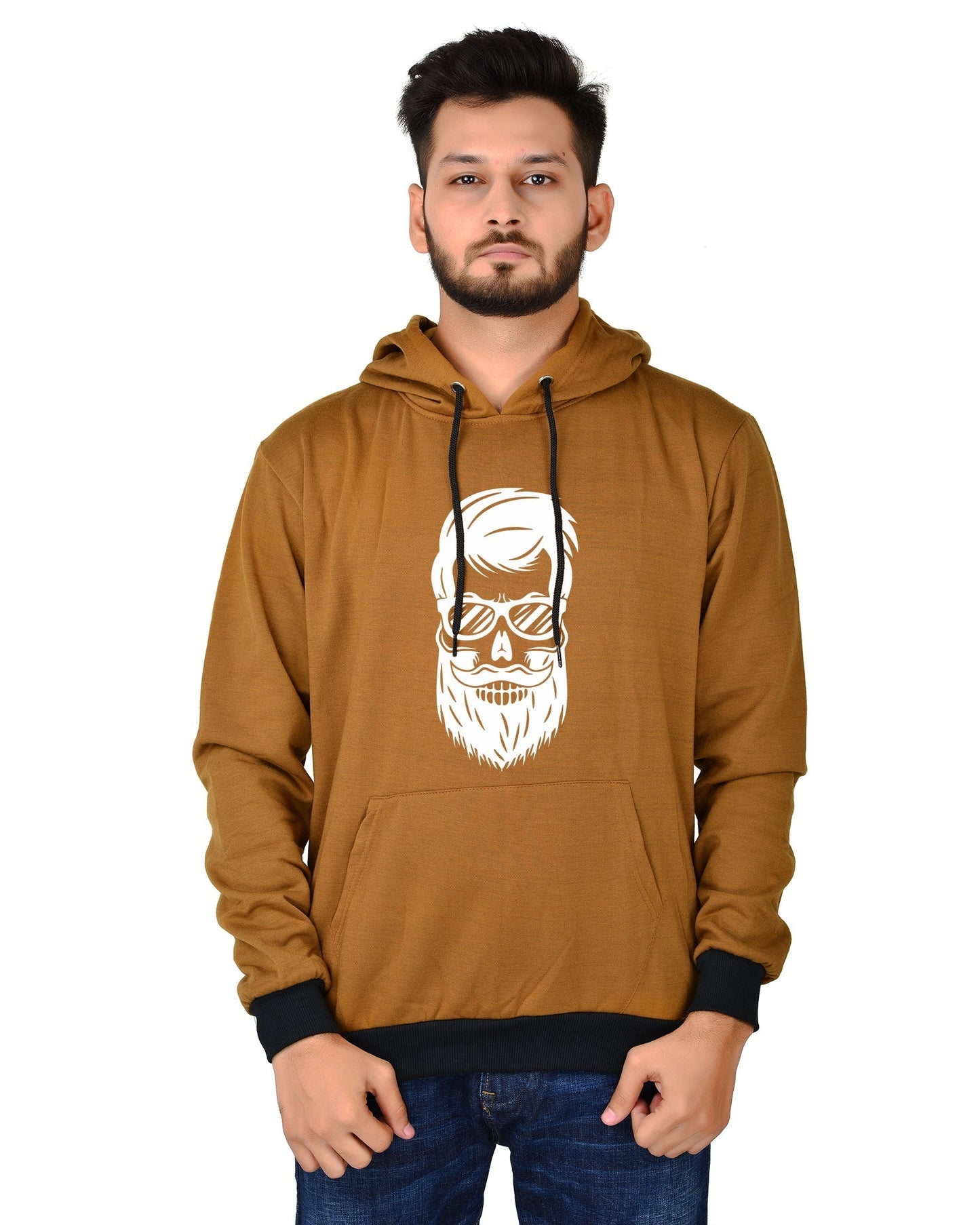 Men's Regular Fit Beard Man Printed Cotton Hoodie