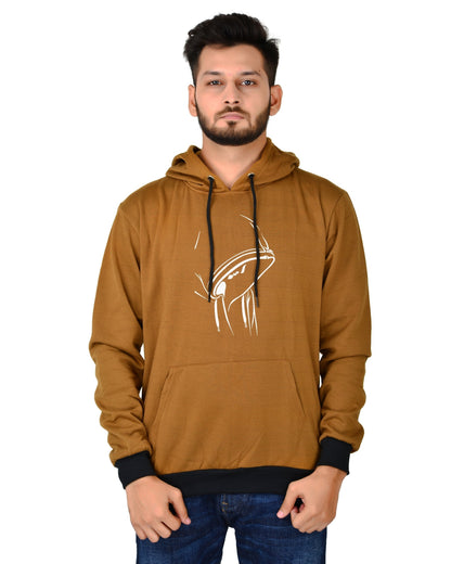 Men's Regular Fit Hidden Face Printed Cotton Hoodie
