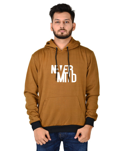 Men's Regular Fit Never Mind Printed Cotton Hoodie