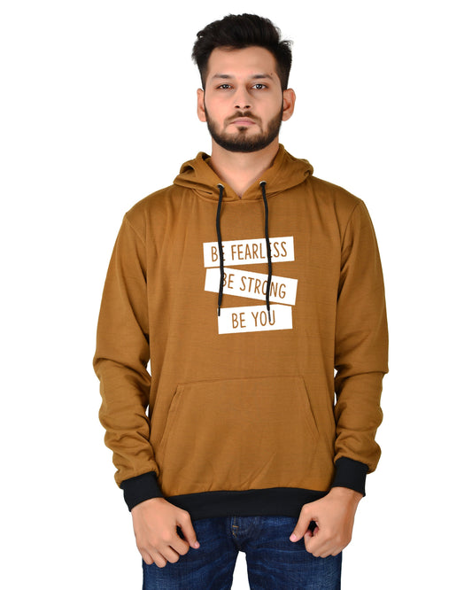 Men's Regular Fit Be Strong Be You Printed Cotton Hoodie