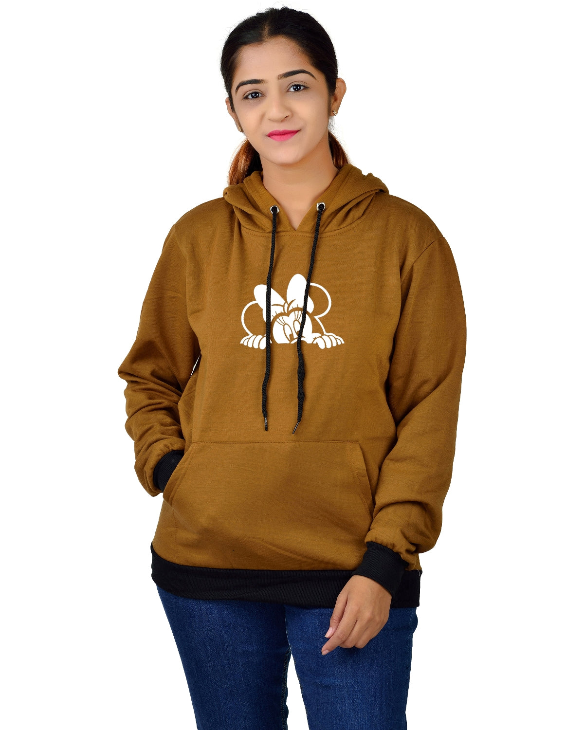 Women,s Regular Fit MINI Printed Cotton Hoodie