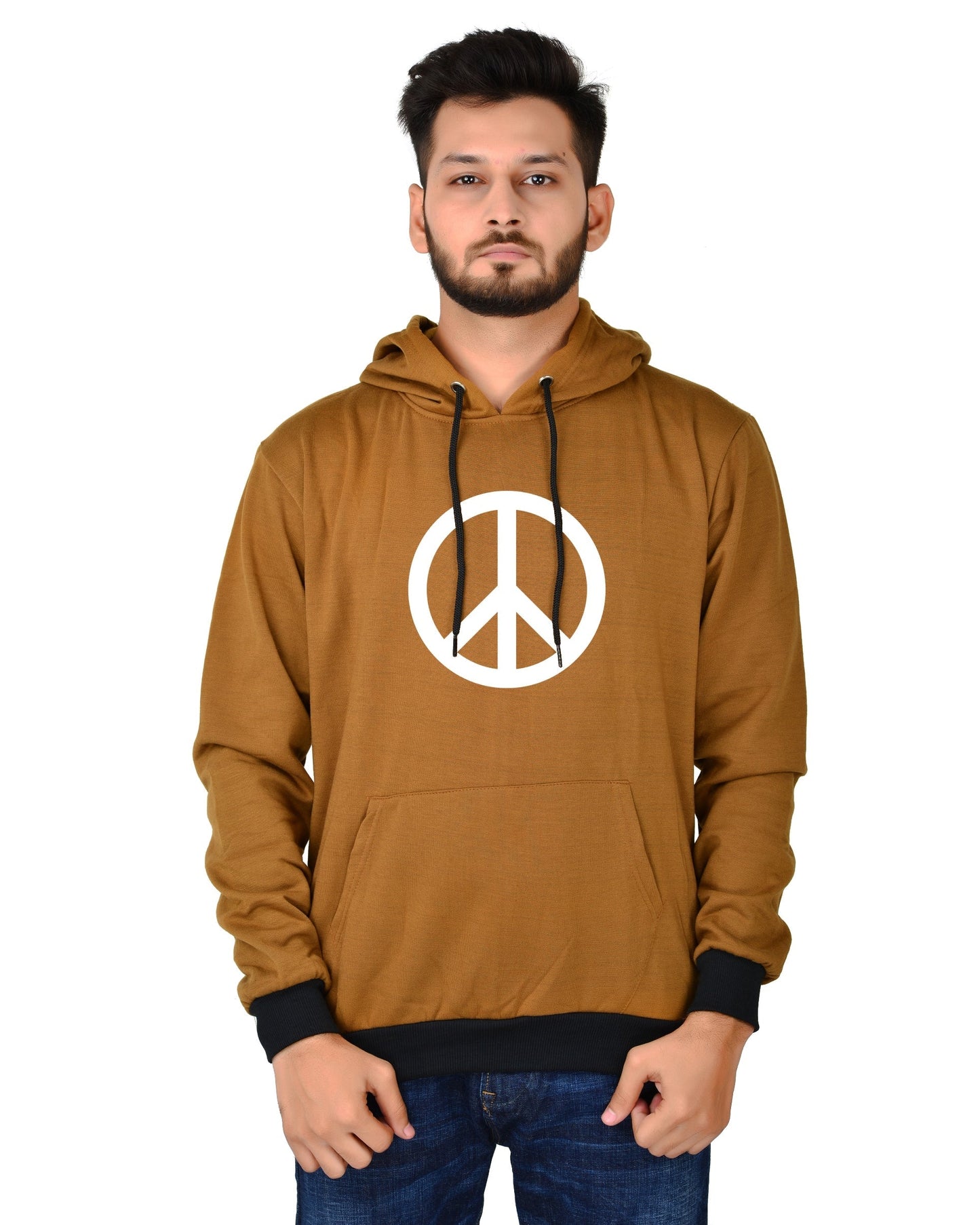 Men's Regular Fit Peace Printed Cotton Hoodie