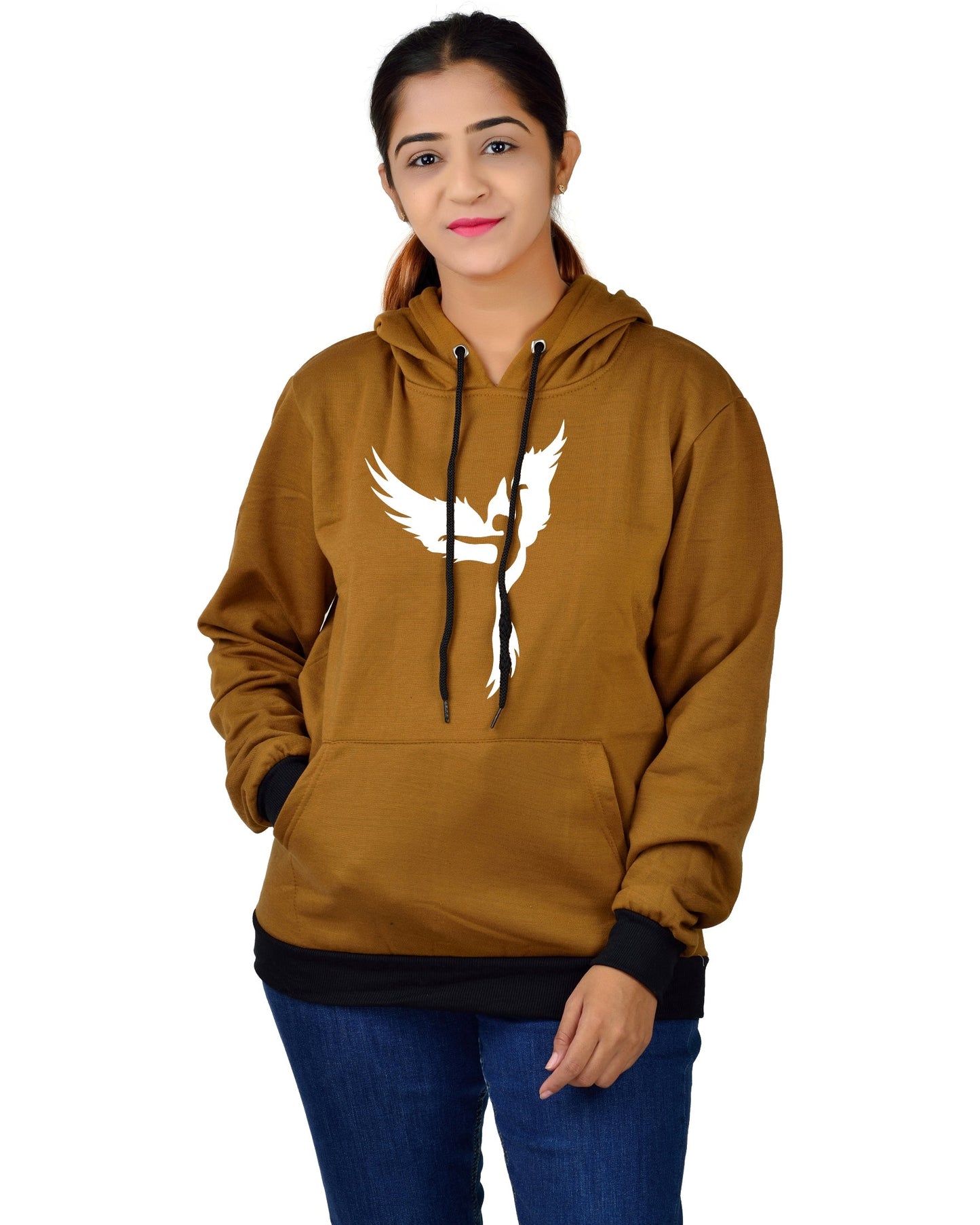Women,s Regular Fit Dancing Girl Printed Cotton Hoodie