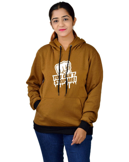 Women,s Regular Fit YCSM Printed Cotton Hoodie