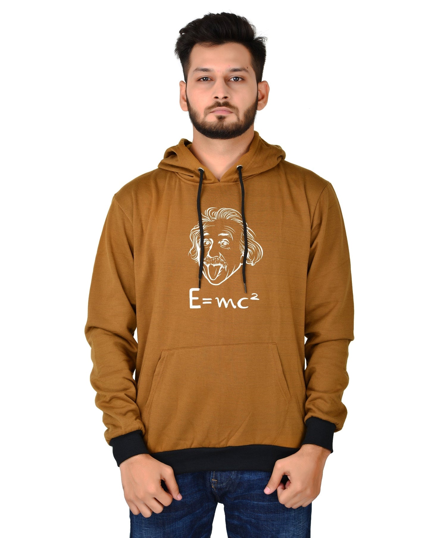 Men's Regular Fit E=MC2 Printed Cotton Hoodie
