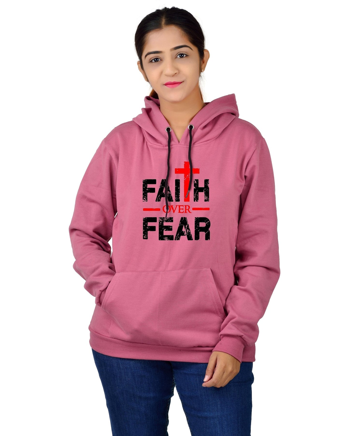 Women,s Regular Fit FOF Printed Cotton Hoodie