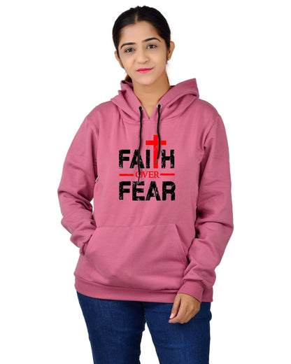 Women,s Regular Fit FOF Printed Cotton Hoodie