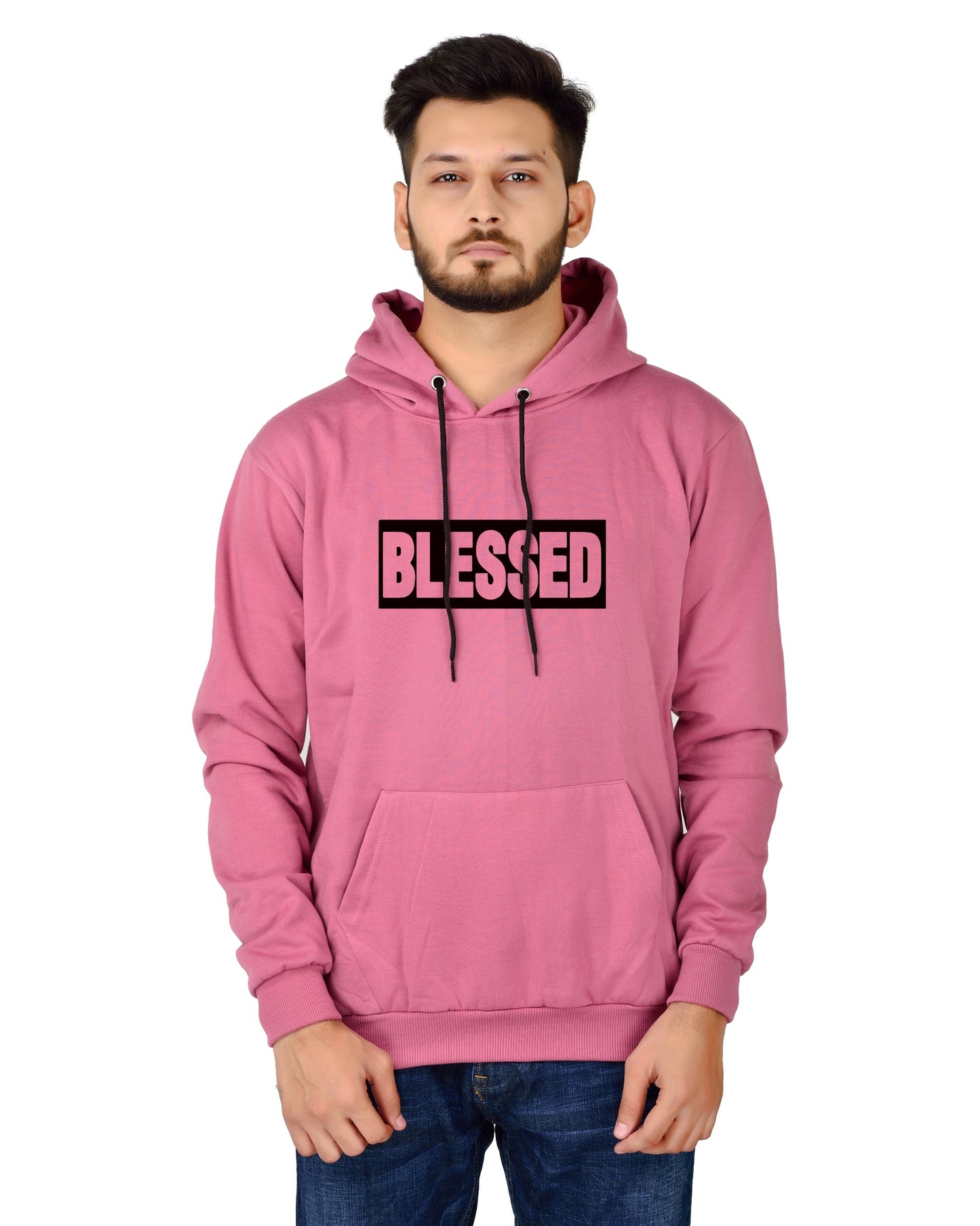 Men's Regular Fit Blessed Printed Cotton Hoodie