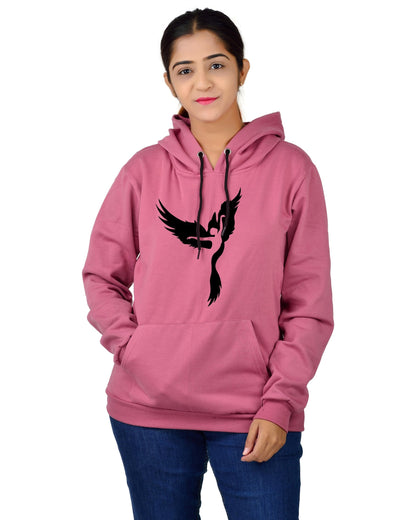 Women,s Regular Fit Dancing Girl Printed Cotton Hoodie