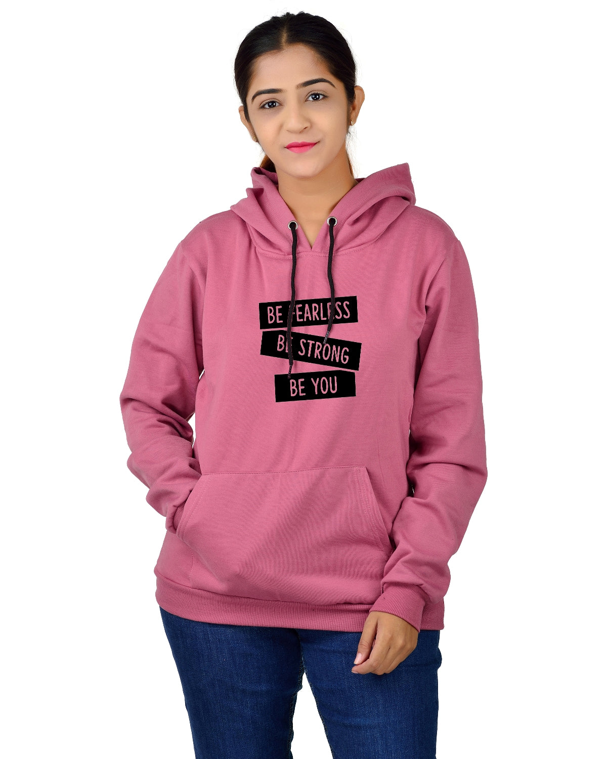 Women,s Regular Fit BSBY Printed Cotton Hoodie