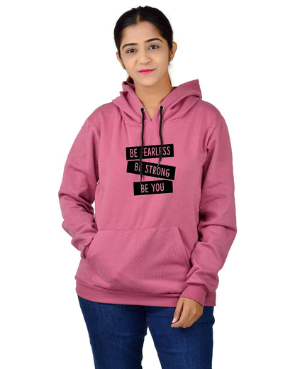 Women,s Regular Fit BSBY Printed Cotton Hoodie