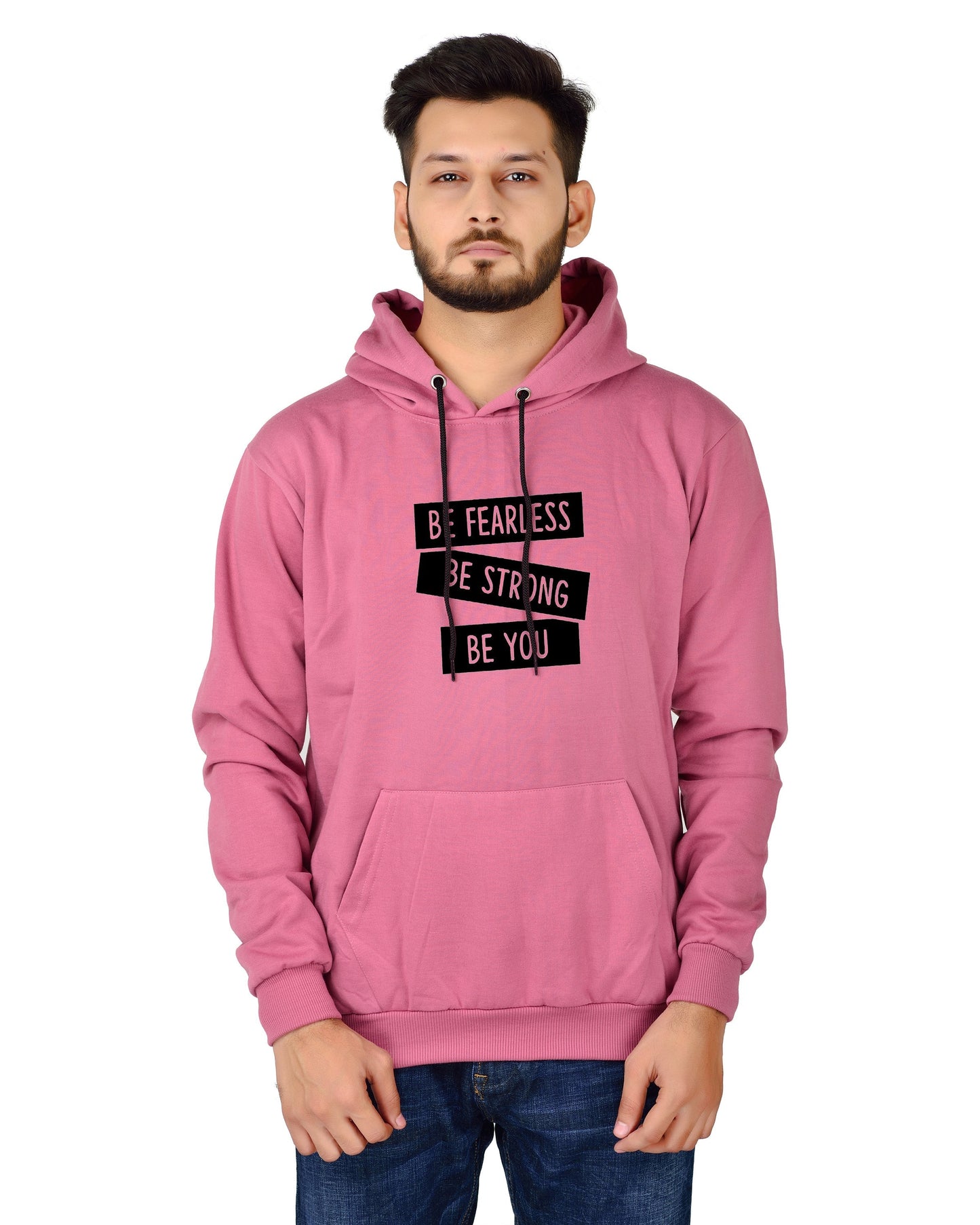 Men's Regular Fit Be Strong Be You Printed Cotton Hoodie