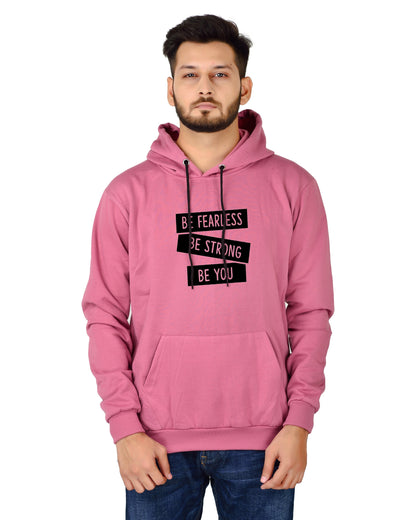 Men's Regular Fit Be Strong Be You Printed Cotton Hoodie