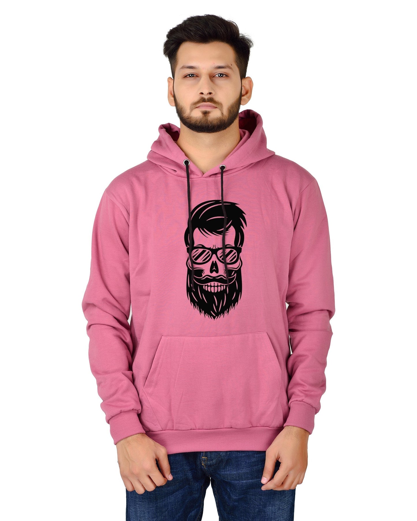 Men's Regular Fit Beard Man Printed Cotton Hoodie