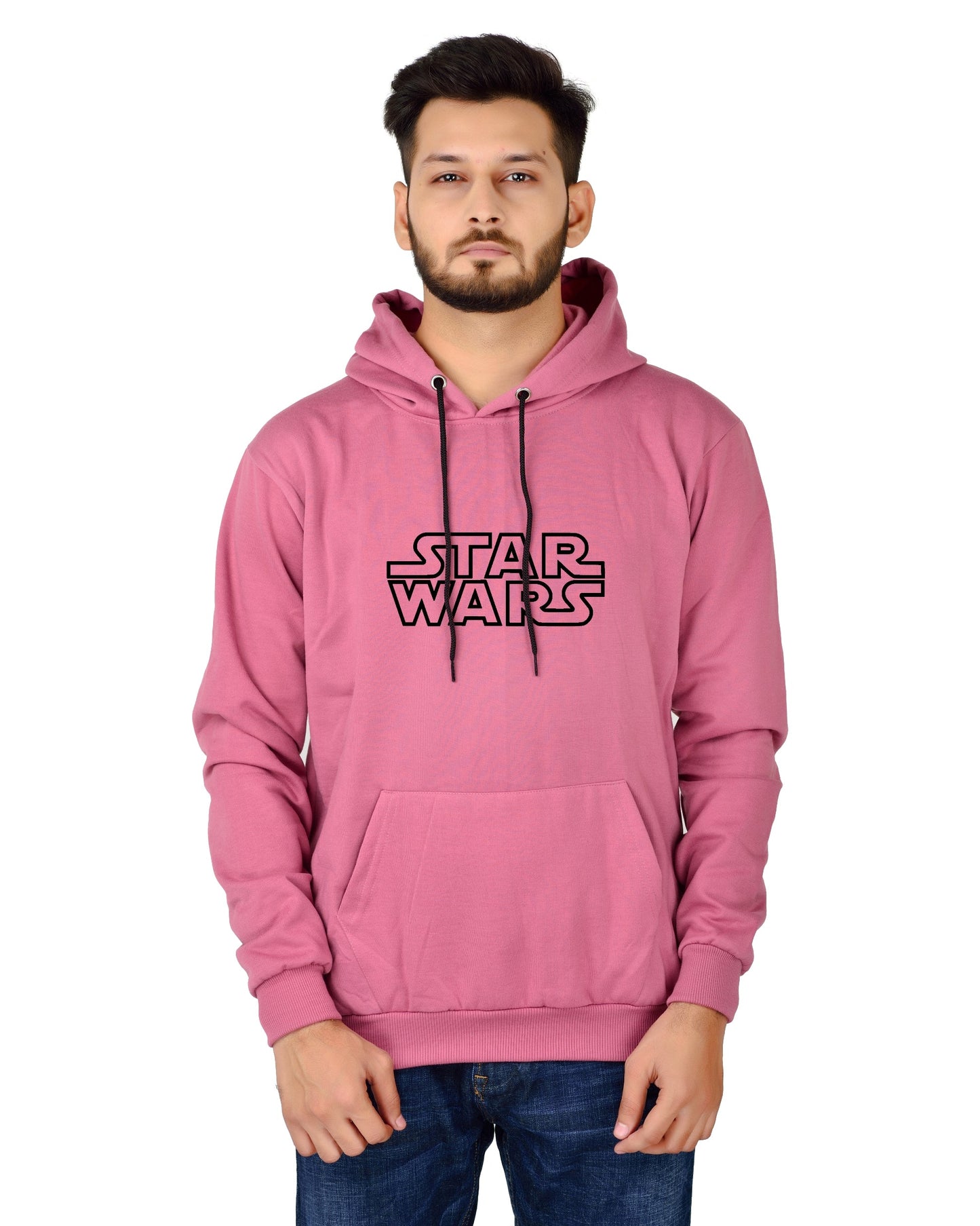 Men's Regular Fit Star War Printed Cotton Hoodie
