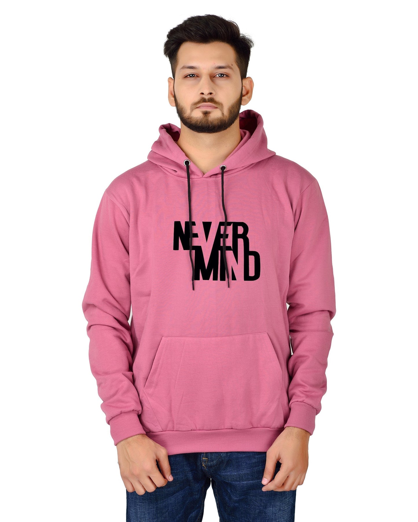 Men's Regular Fit Never Mind Printed Cotton Hoodie