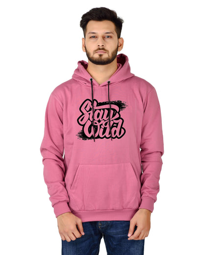 Men's Regular Fit Stay Wild Printed Cotton Hoodie