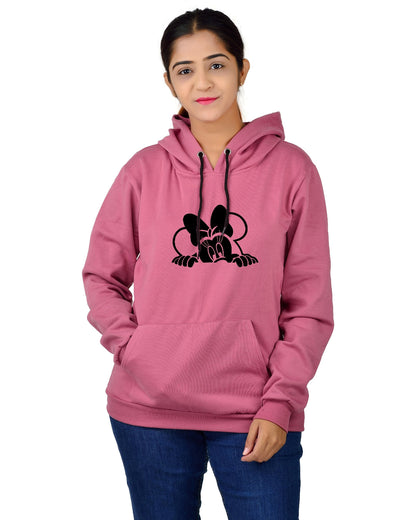 Women,s Regular Fit MINI Printed Cotton Hoodie