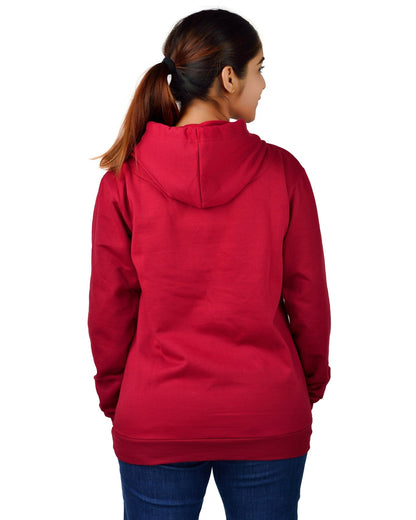 Women,s Regular Fit Vetran Printed Cotton Hoodie