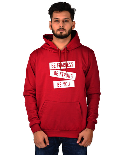 Men's Regular Fit Be Strong Be You Printed Cotton Hoodie