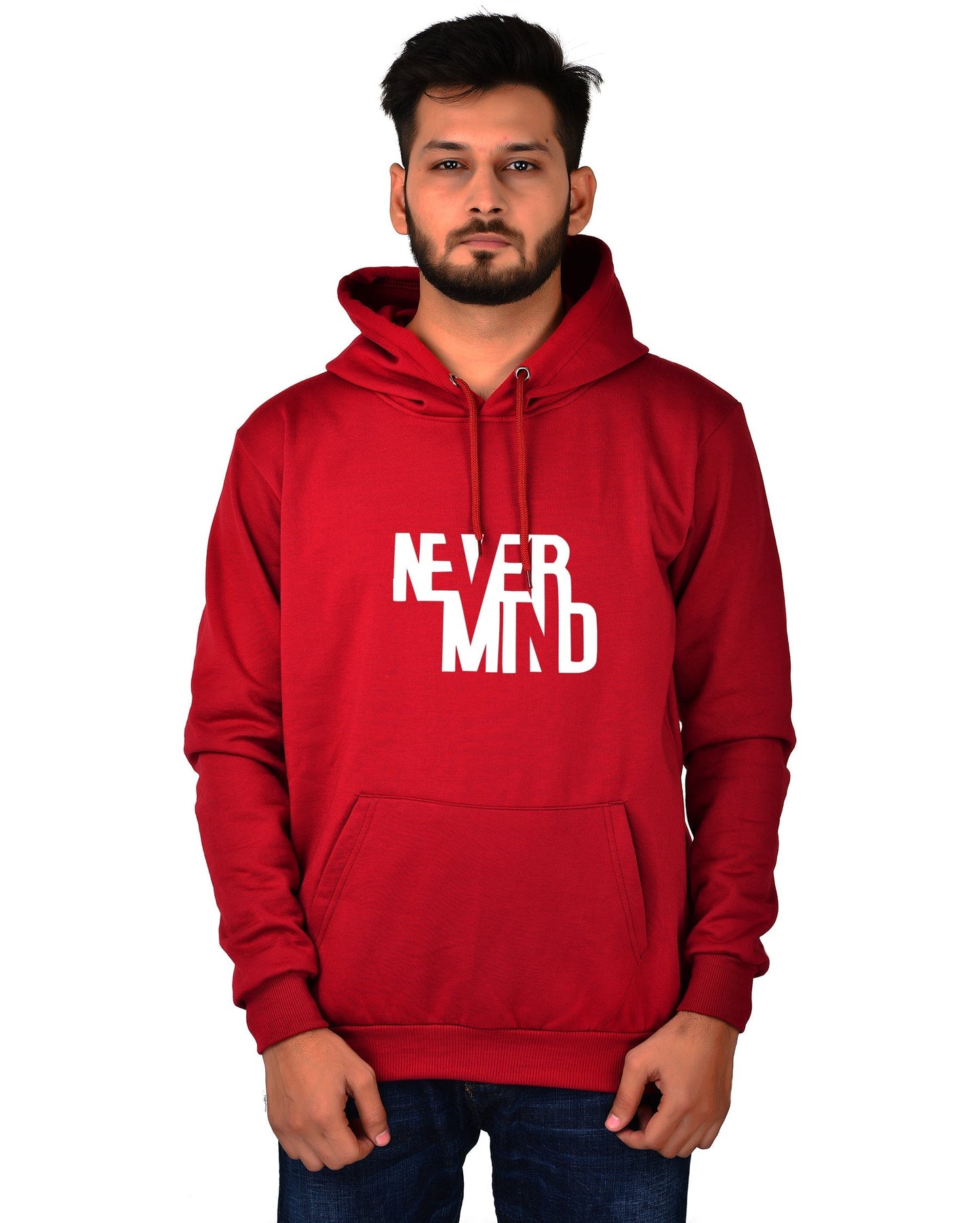 Men's Regular Fit Never Mind Printed Cotton Hoodie