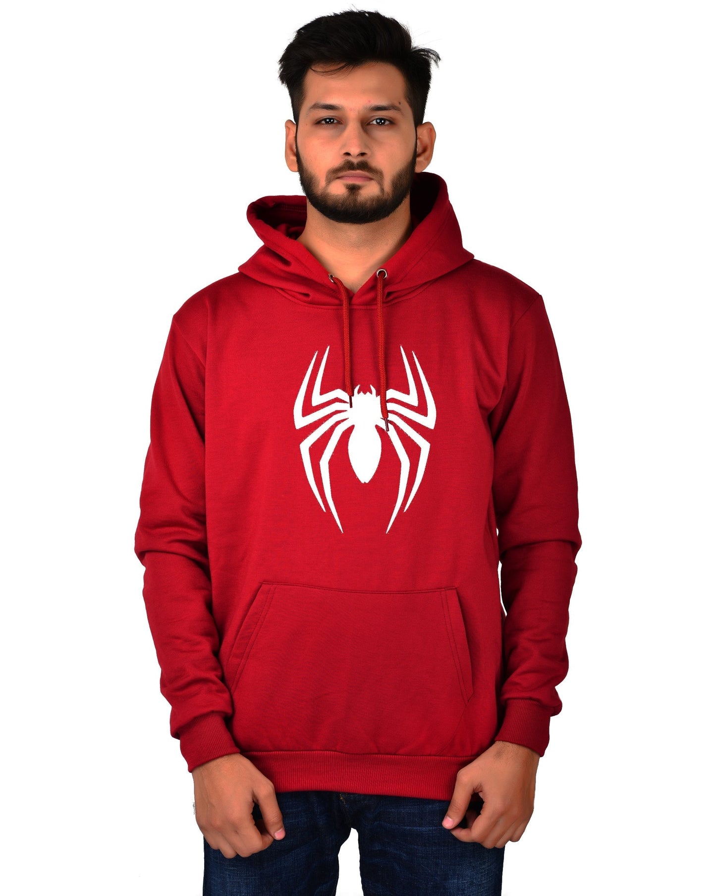 Men's Regular Fit Spider Printed Cotton Hoodie