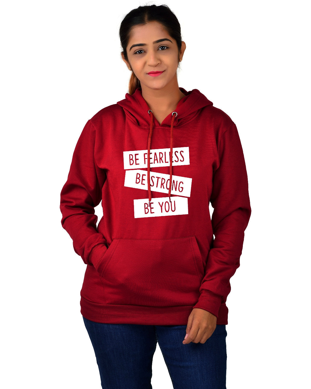 Women,s Regular Fit BSBY Printed Cotton Hoodie