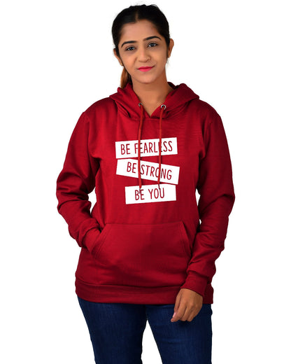 Women,s Regular Fit BSBY Printed Cotton Hoodie