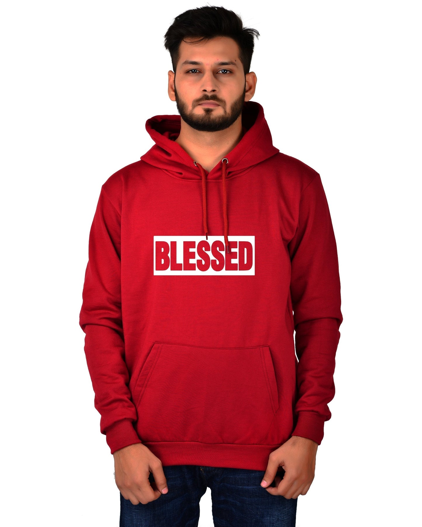 Men's Regular Fit Blessed Printed Cotton Hoodie