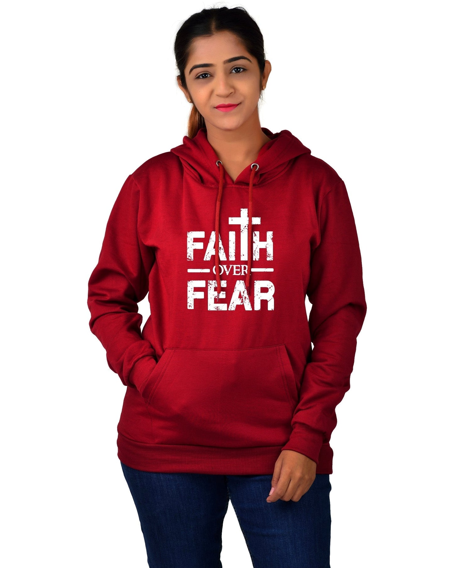Women,s Regular Fit FOF Printed Cotton Hoodie