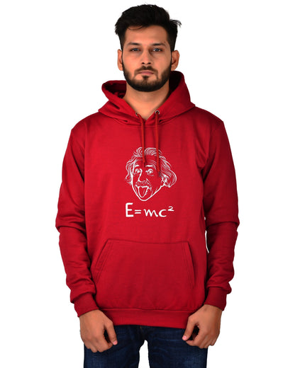 Men's Regular Fit E=MC2 Printed Cotton Hoodie