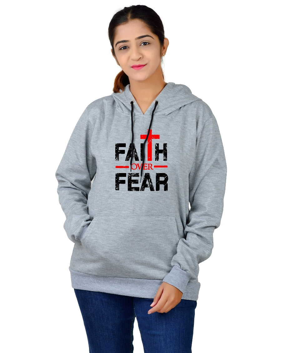Women,s Regular Fit FOF Printed Cotton Hoodie