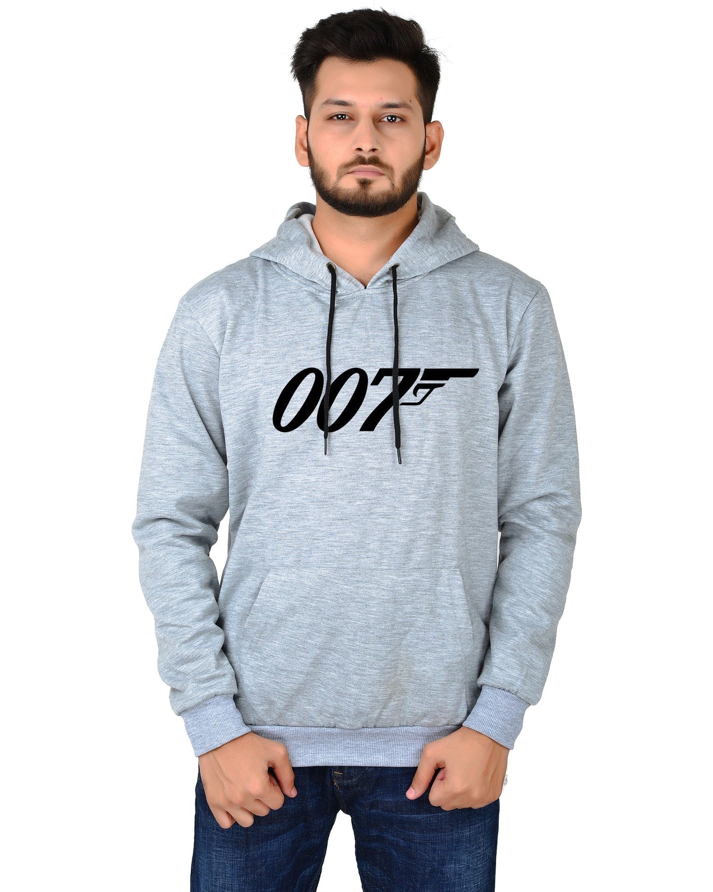 Men's Regular Fit 007 Printed Cotton Hoodie