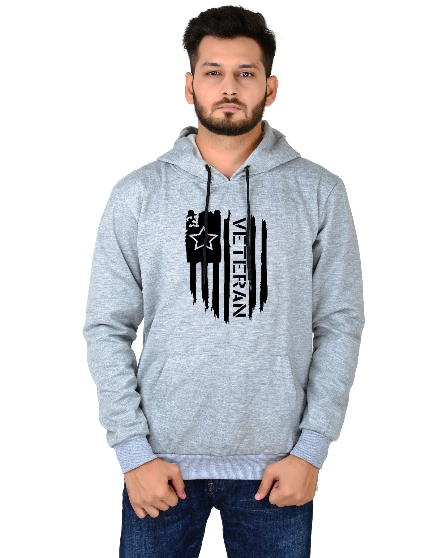 Men's Regular Fit VeteranPrinted Cotton Hoodie