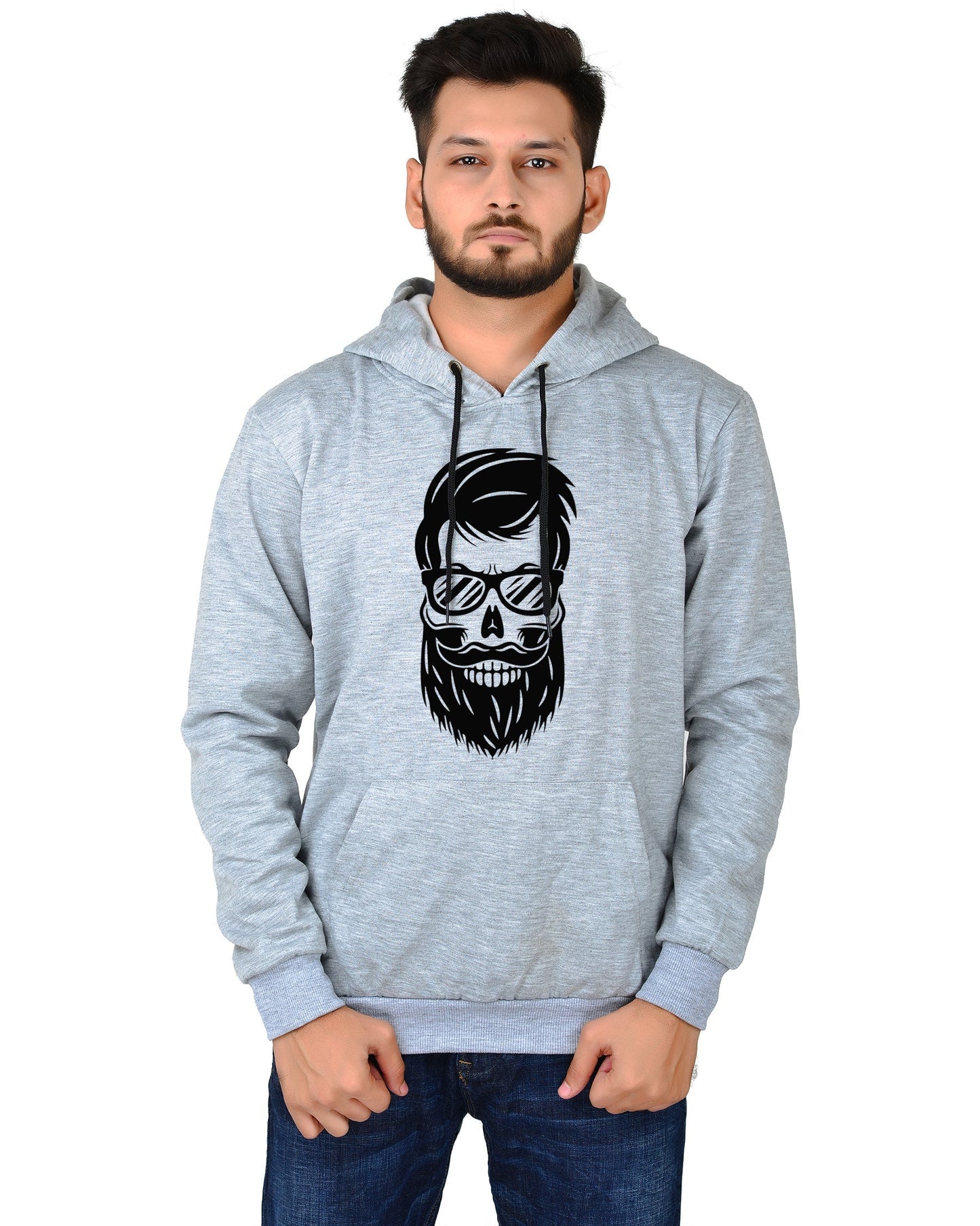 Men's Regular Fit Beard Man Printed Cotton Hoodie