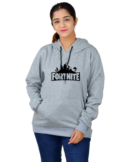 Women,s Regular Fit Fortnite Printed Cotton Hoodie