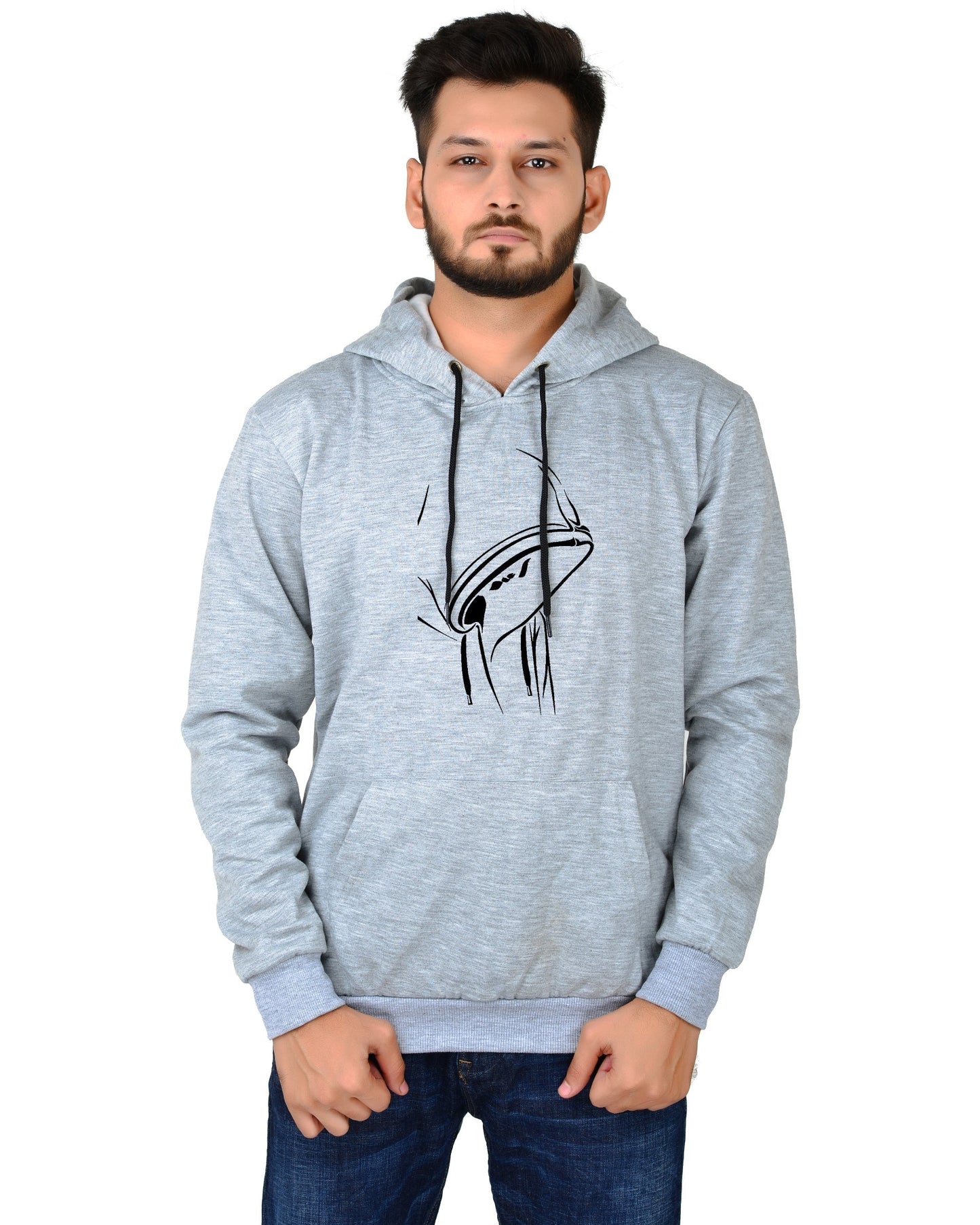 Men's Regular Fit Hidden Face Printed Cotton Hoodie