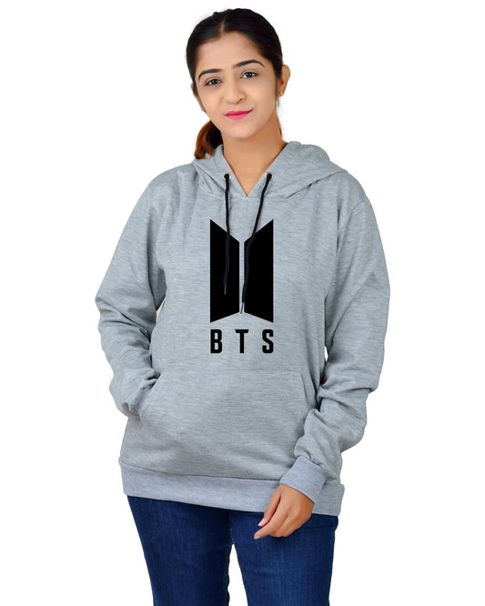 Women,s Regular Fit BTS Printed Cotton Hoodie