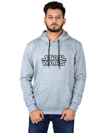 Men's Regular Fit Star War Printed Cotton Hoodie