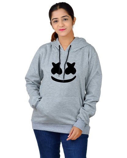 Women,s Regular Fit marchmelo Printed Cotton Hoodie