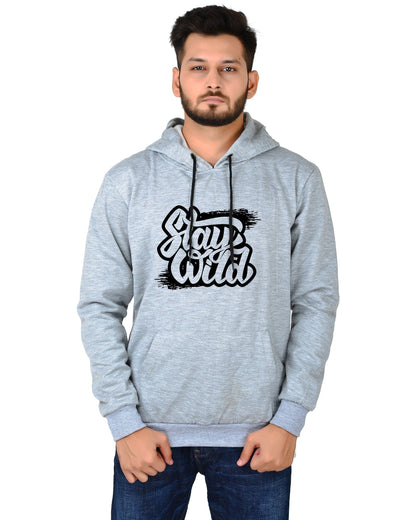 Men's Regular Fit Stay Wild Printed Cotton Hoodie